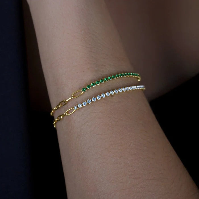 Half Paperclip and Tennis Moissanite Bracelet-VOOGME