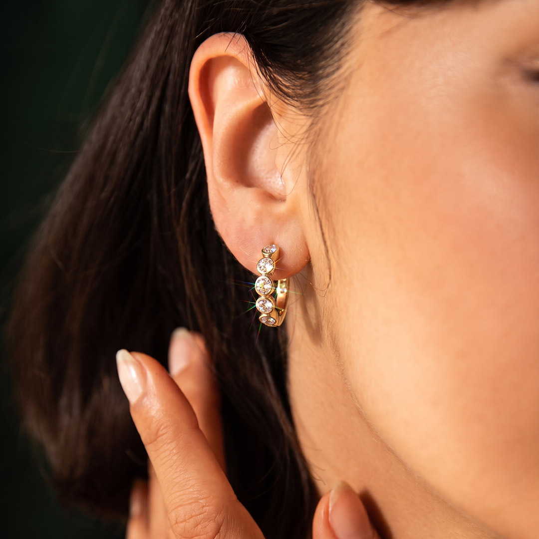 Solana Bezel Moissanite Hoop Earrings