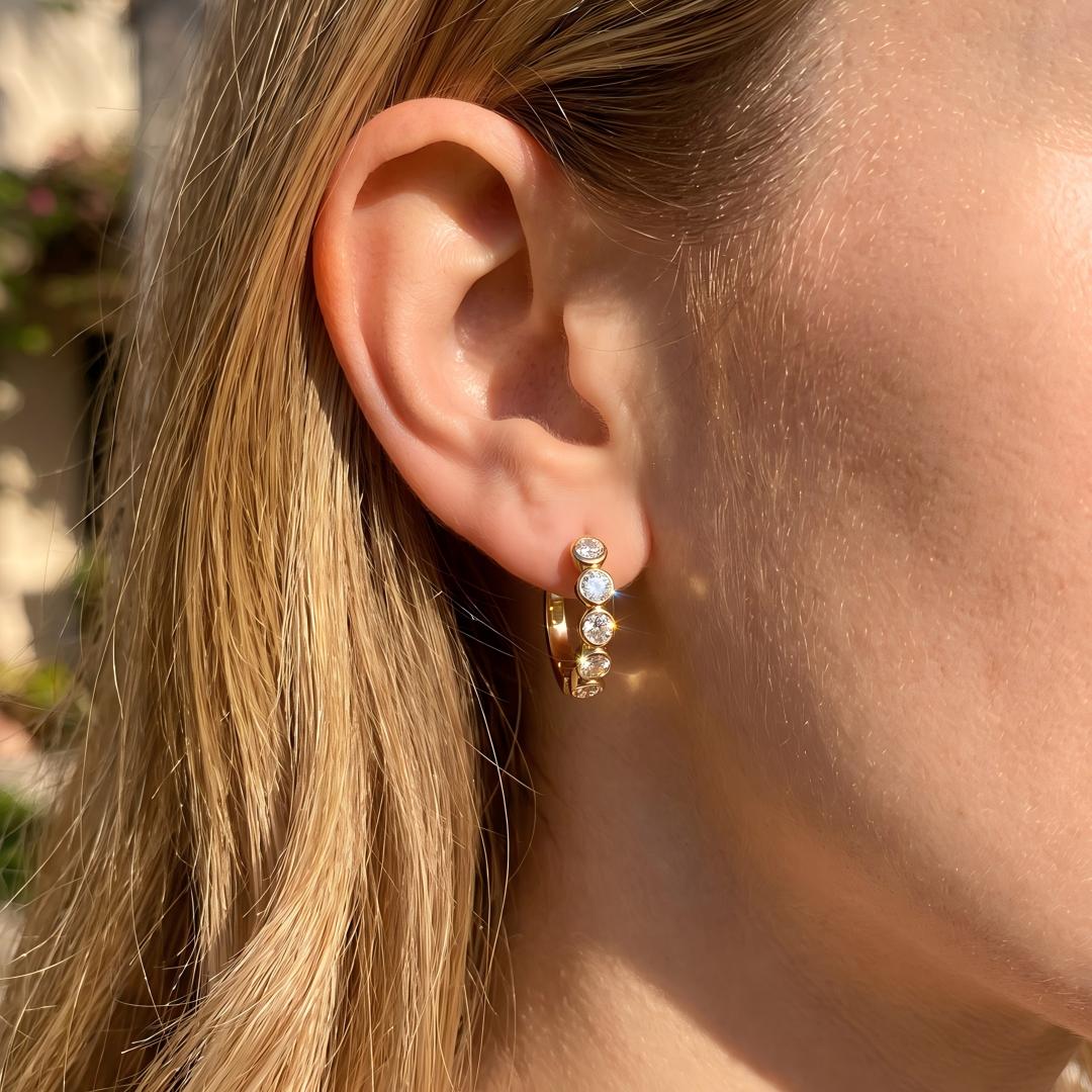 Solana Bezel Moissanite Hoop Earrings