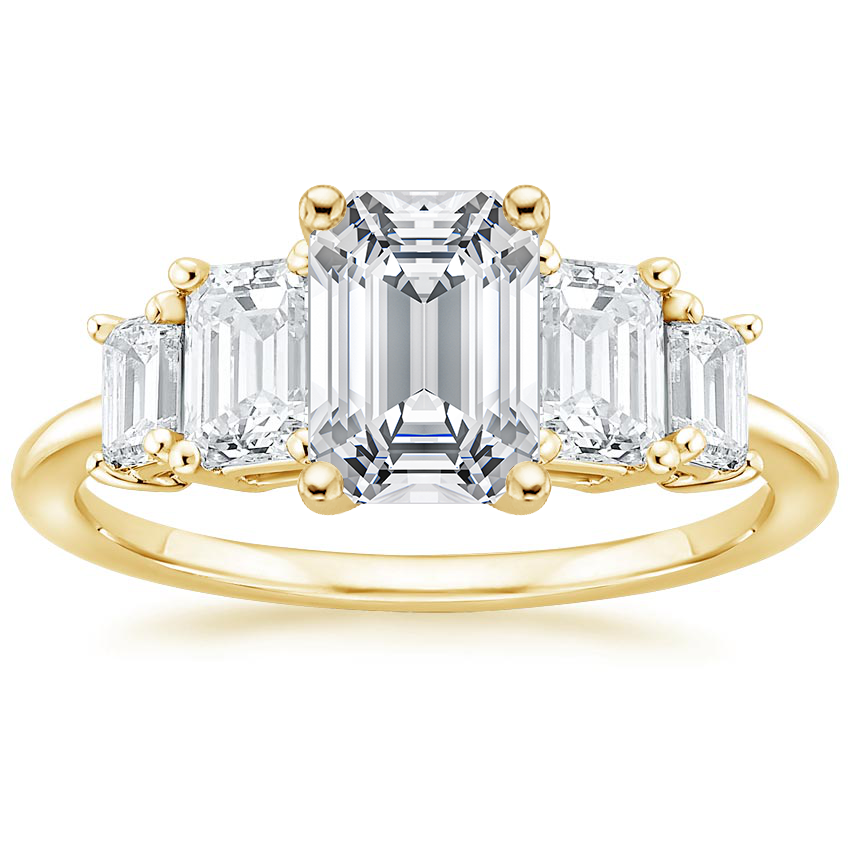 Five-Stone Emerald Moissanite Engagement Ring-VOOGME