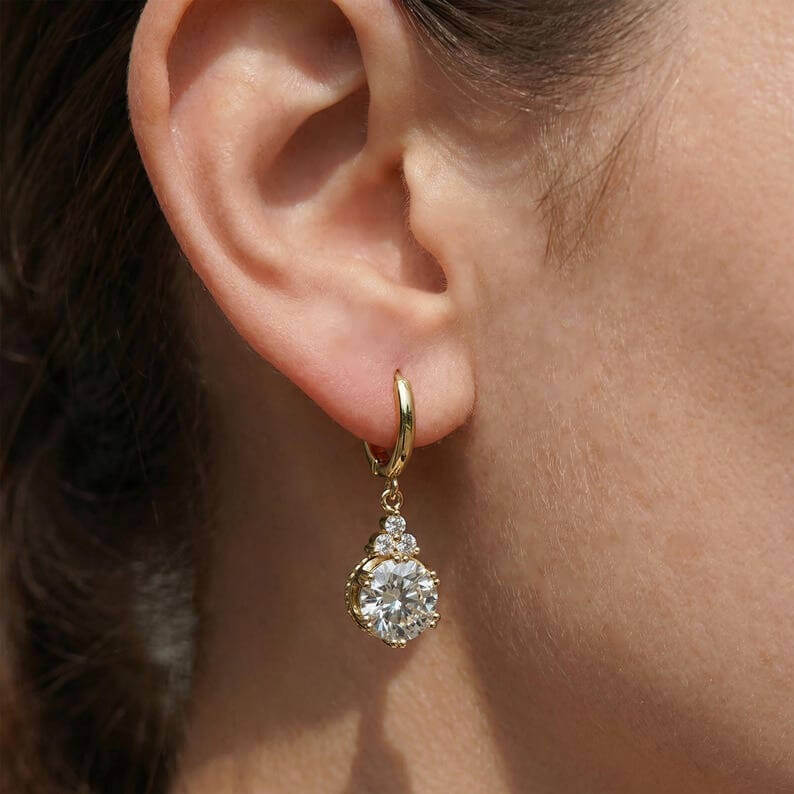 Luxury Crown Moissanite Hoop Earrings