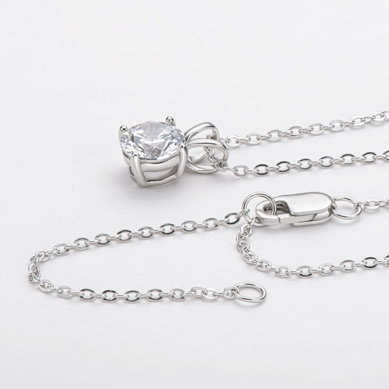 Classic Four-Prong Moissanite Pendant Necklace-VOOGME
