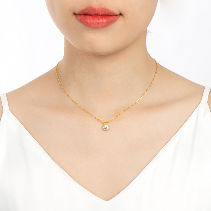 Classic Four-Prong Moissanite Pendant Necklace-VOOGME