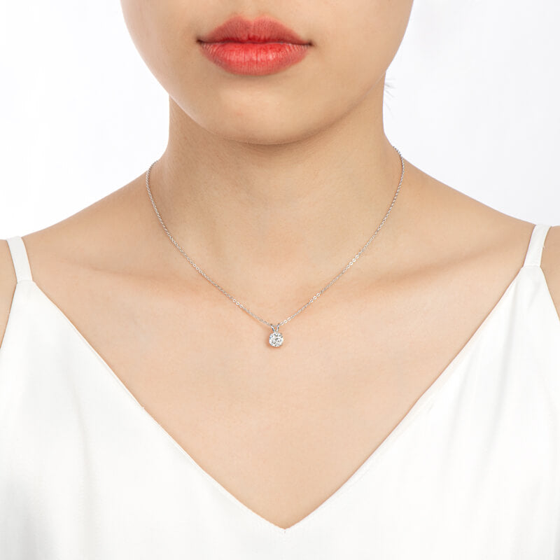 Classic Four-Prong Moissanite Pendant Necklace-VOOGME