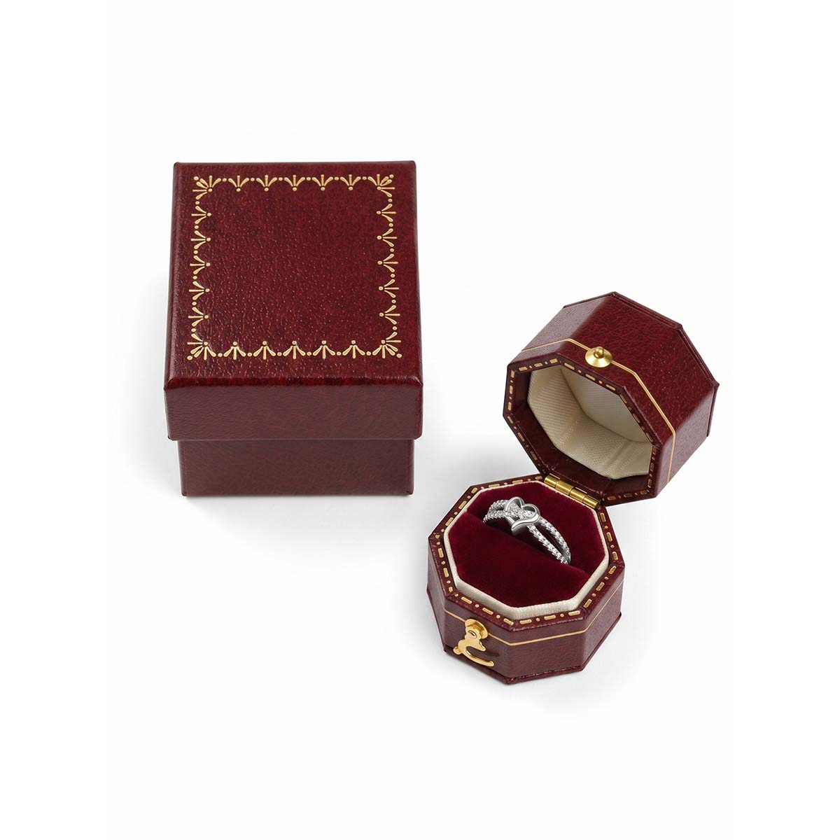 Voogme Vintage Octagon Velvet Ring Box