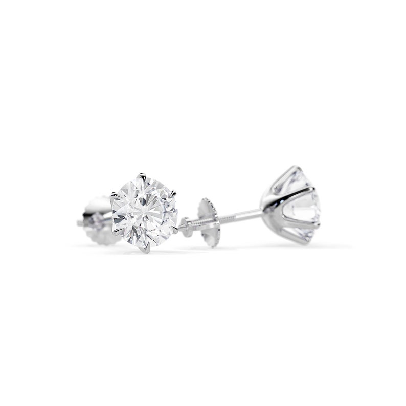 Six Prong Screw Back Moissanite Earrings