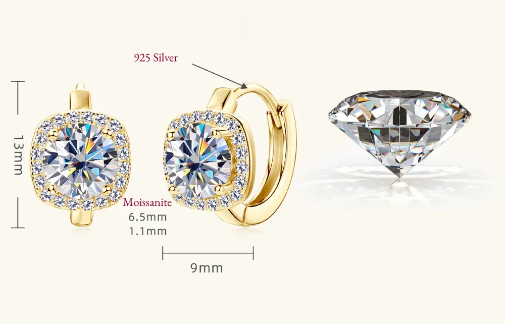 Nadine Square Wrap Moissanite Hoop Earrings