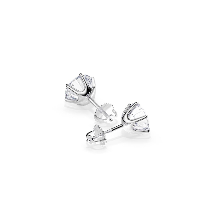 Six Prong Screw Back Moissanite Earrings