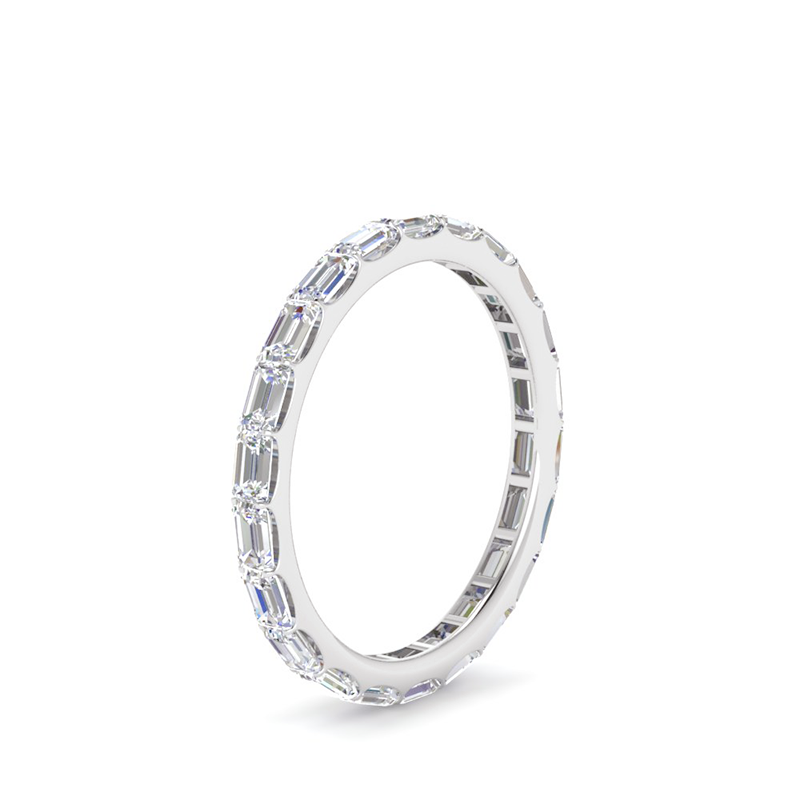Horizontal Eternity Emerald Moissanite Wedding Band-VOOGME