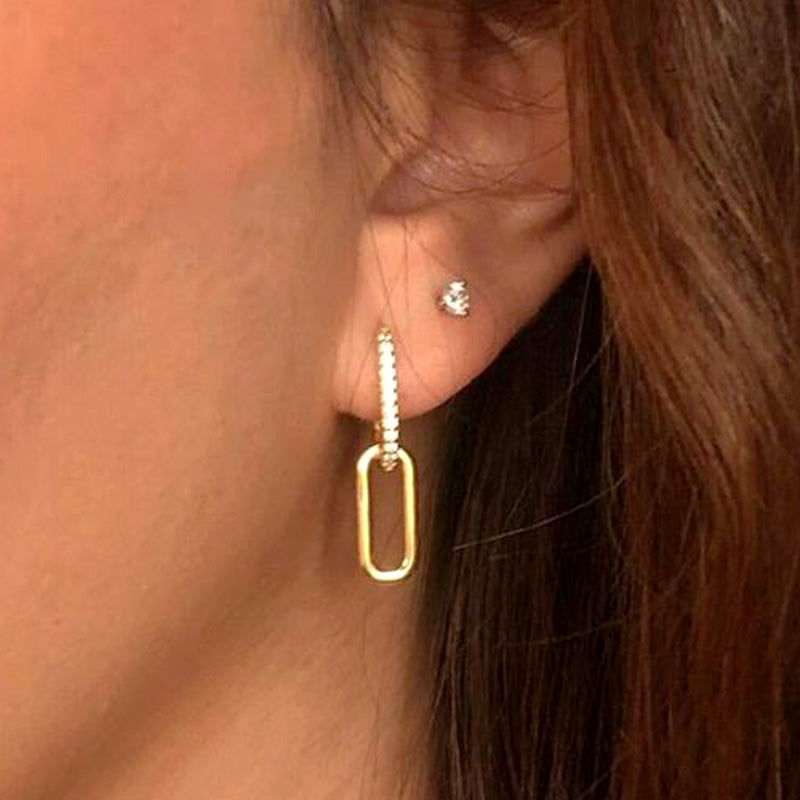 Paperclip Moissanite Drop Earrings-VOOGME