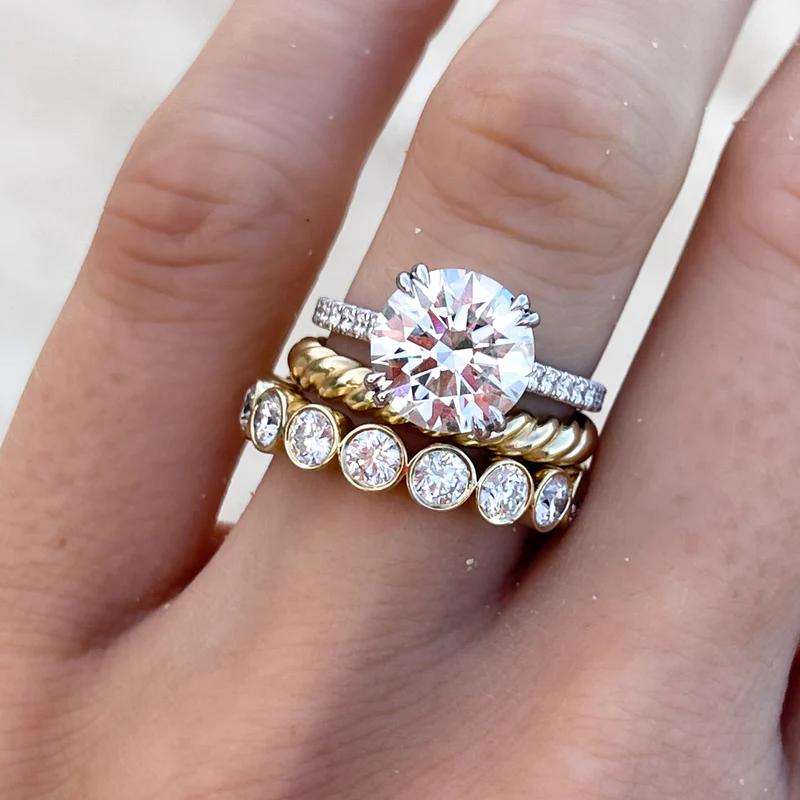 Bezel Round Moissanite Wedding Band