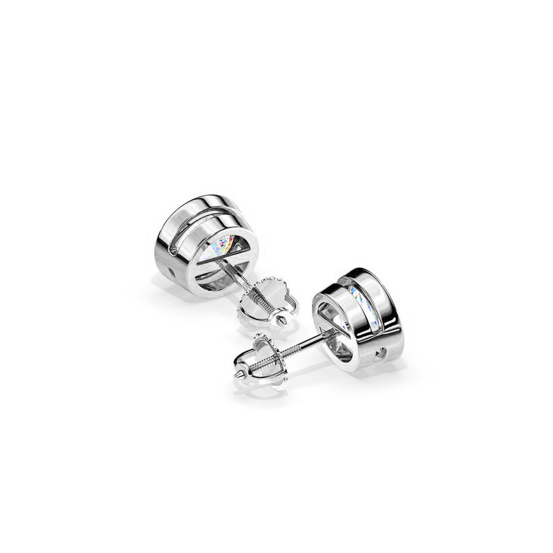 Bezel Setting Screw Back Moissanite Earrings-VOOGME
