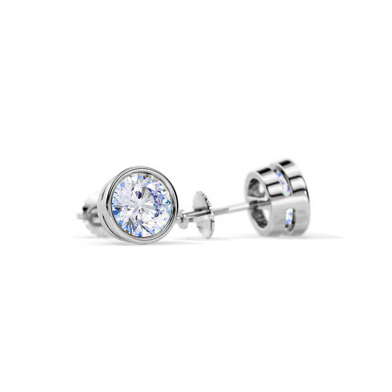 Bezel Setting Screw Back Moissanite Earrings-VOOGME