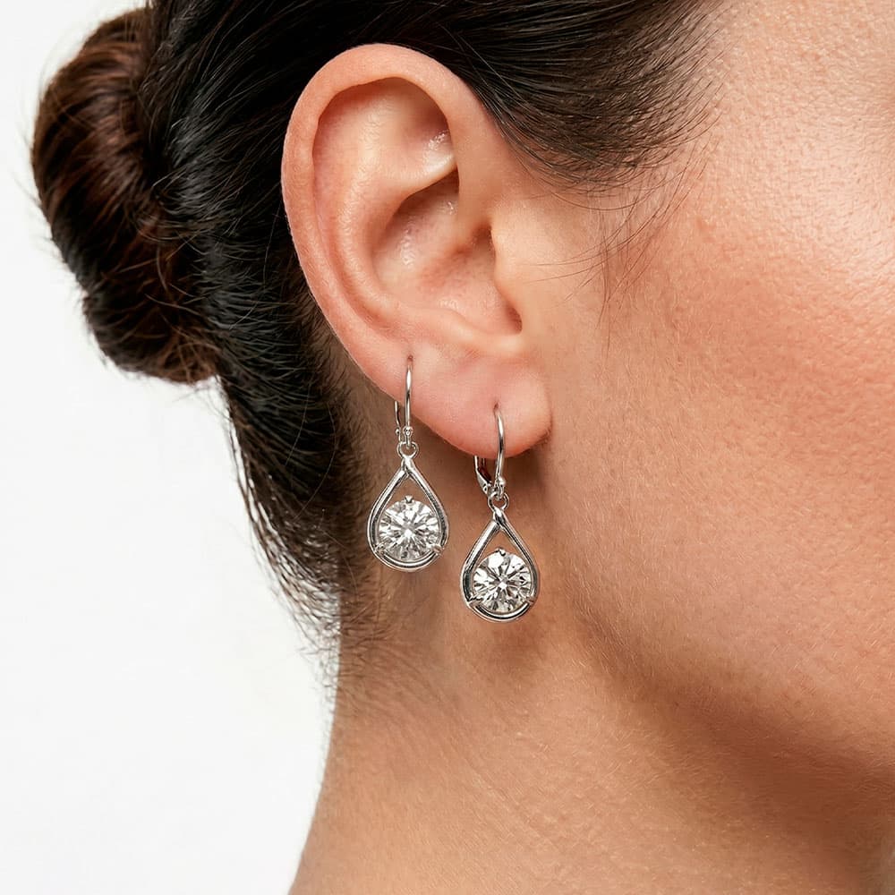 Pear Moissanite Leverback Earrings