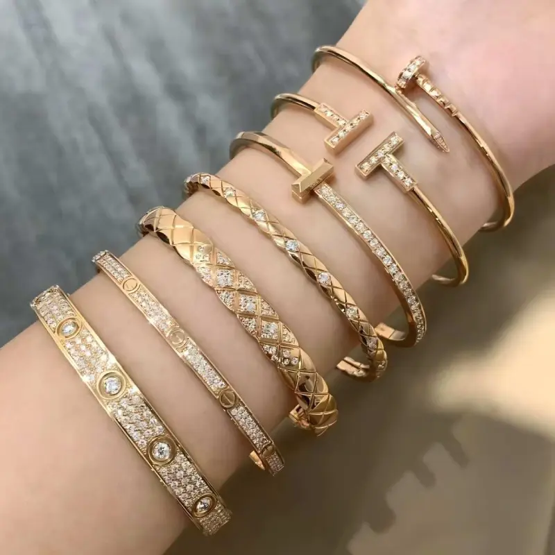 Double T Moissanite Bangle
