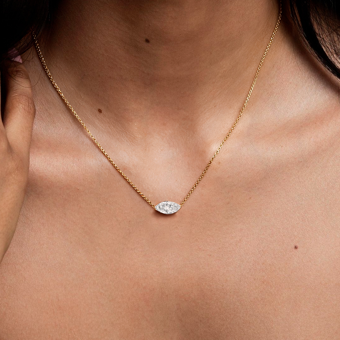 East West Marquise Moissanite Necklace