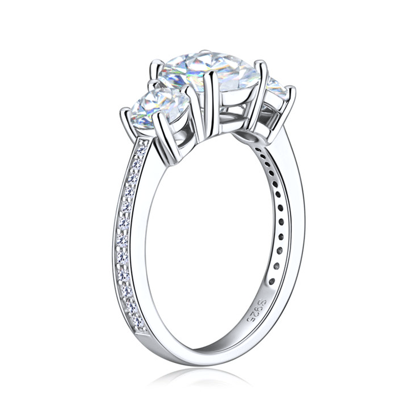 Channel Three-Stone Moissanite Engagement Ring-VOOGME