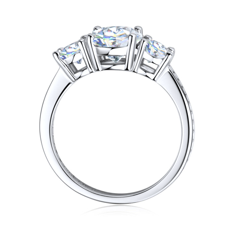 Channel Three-Stone Moissanite Engagement Ring-VOOGME