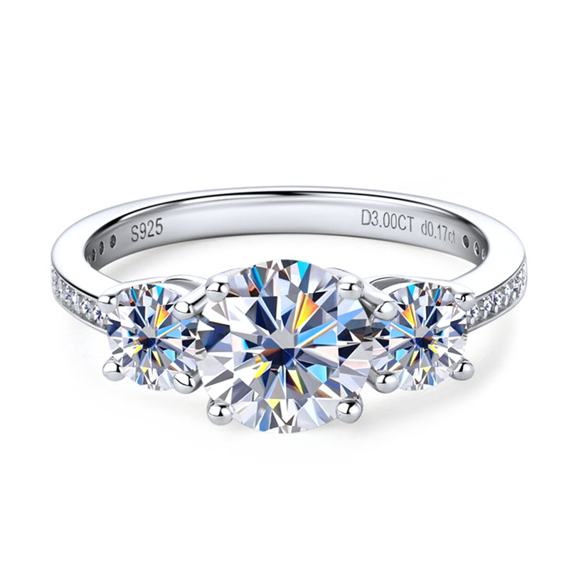 Channel Three-Stone Moissanite Engagement Ring-VOOGME