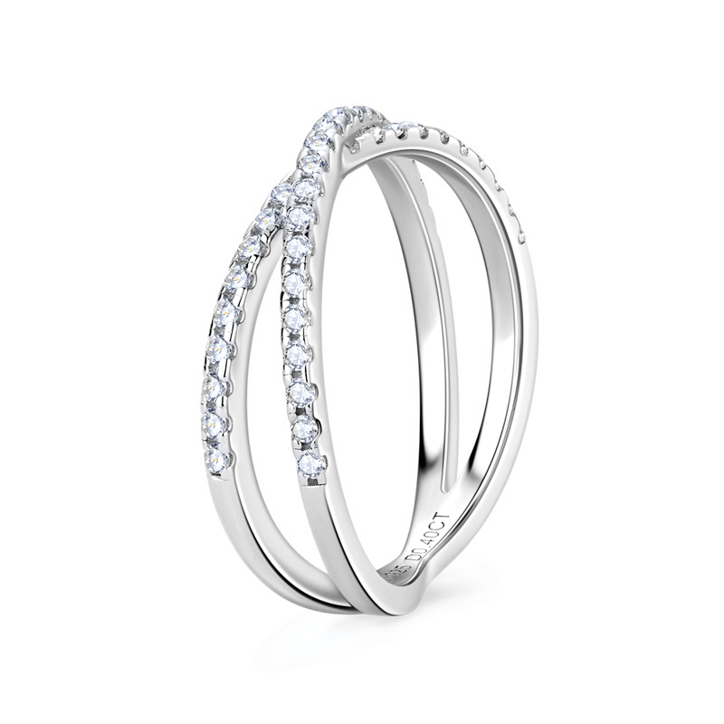 Criss X Pave Moissanite Ring Band-VOOGME