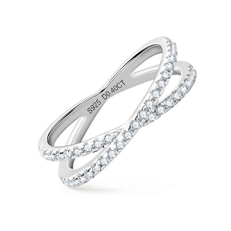 Criss X Pave Moissanite Ring Band-VOOGME