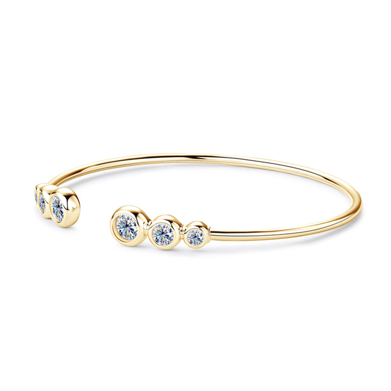 Simple Bubble Moissanite Cuff Bracelet-VOOGME