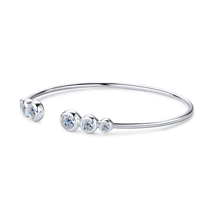 Simple Bubble Moissanite Cuff Bracelet-VOOGME