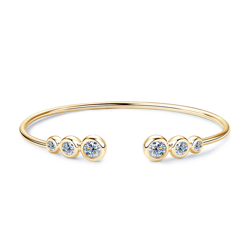 Simple Bubble Moissanite Cuff Bracelet-VOOGME