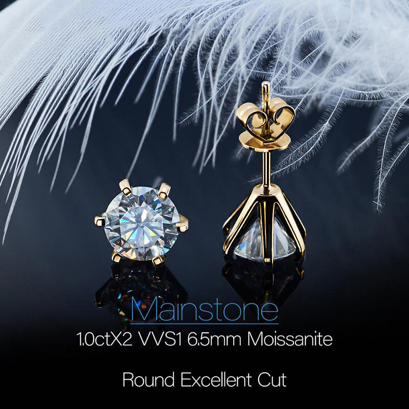 Stunning Classic Six-Prong Moissanite Stud Earrings-VOOGME