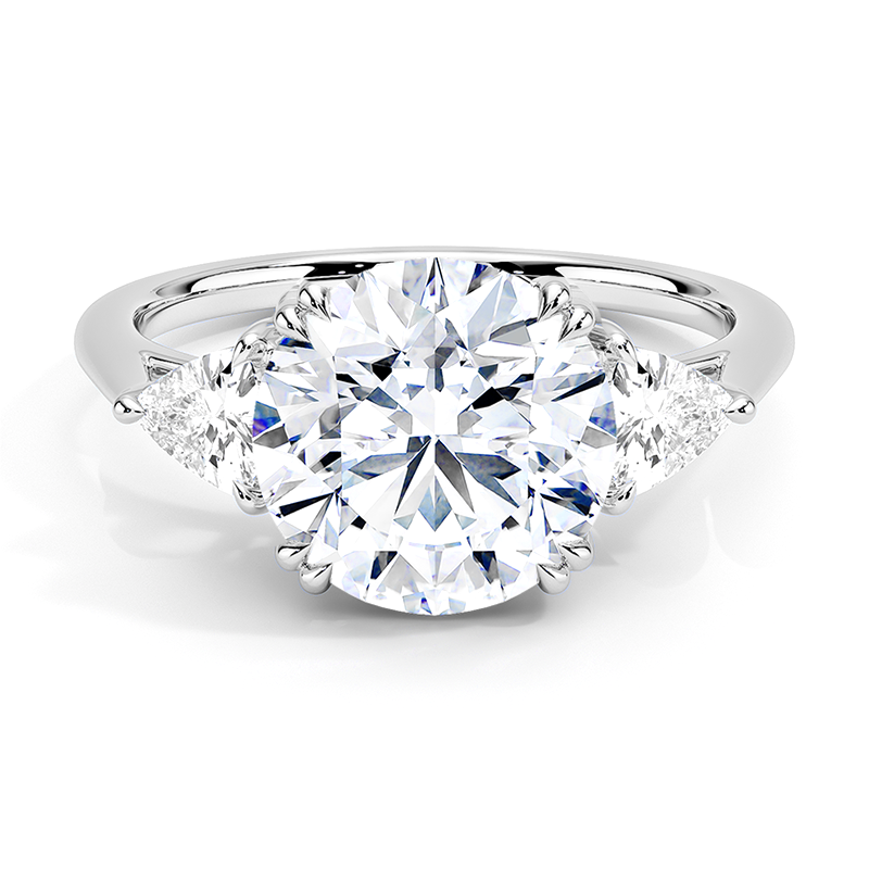 Double Claws Trillion Cut Three Stone Moissanite Ring 3.0 ct-VOOGME