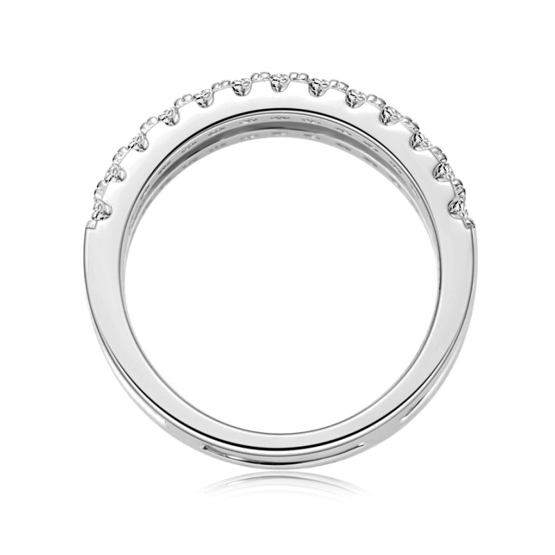 Double-Row Joint Pave Moissanite Ring Band-VOOGME