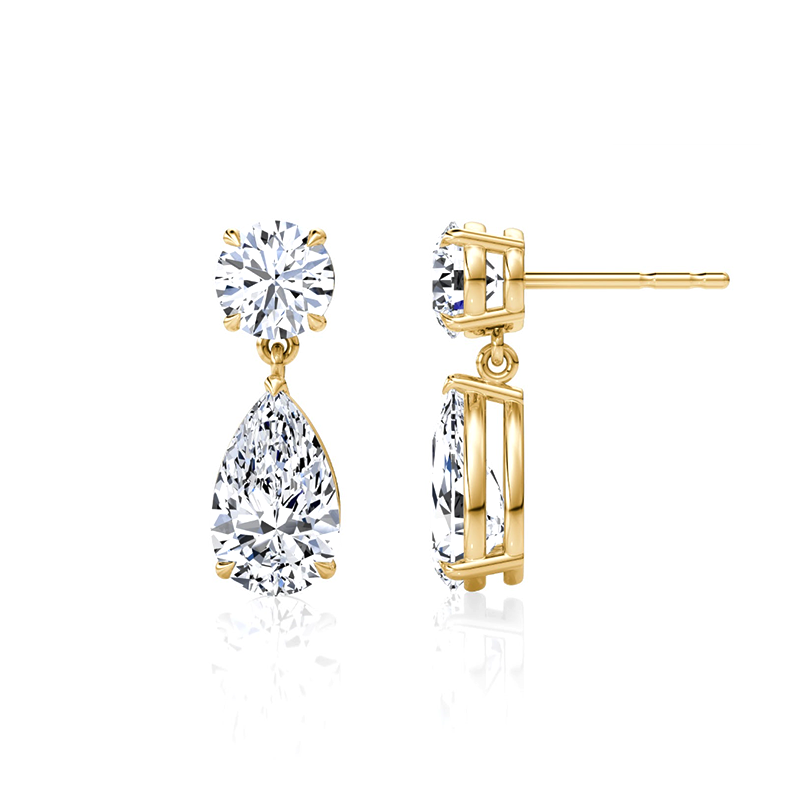 Duo Pear Moissanite Drop Earring-VOOGME