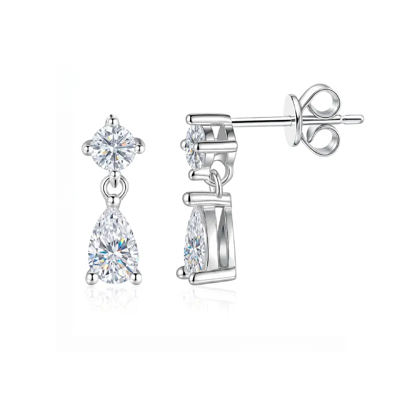 Duo Pear Moissanite Drop Earring