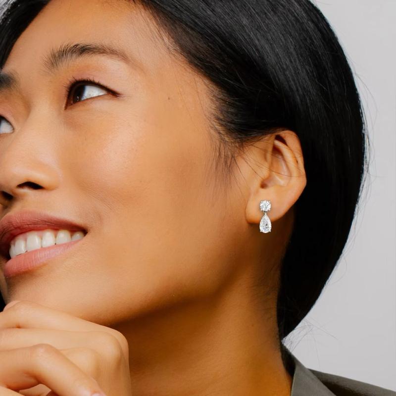 Duo Pear Moissanite Drop Earring