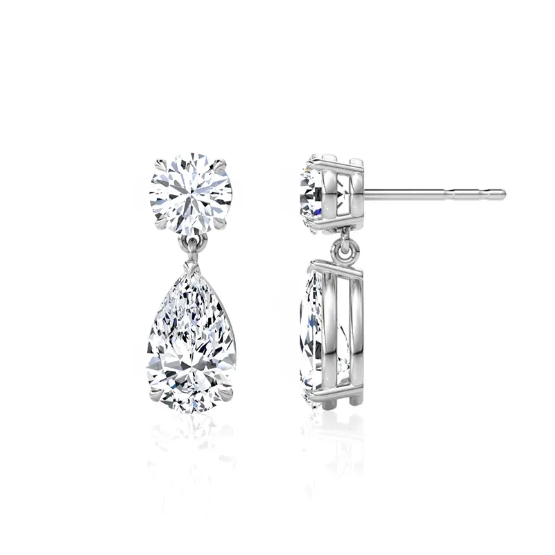 Duo Pear Moissanite Drop Earring
