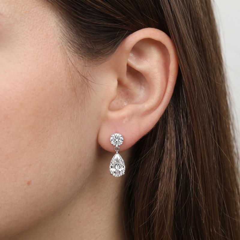 Duo Pear Moissanite Drop Earring