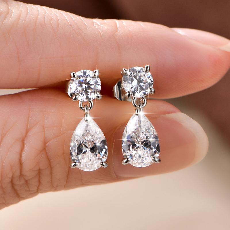 Duo Pear Moissanite Drop Earring