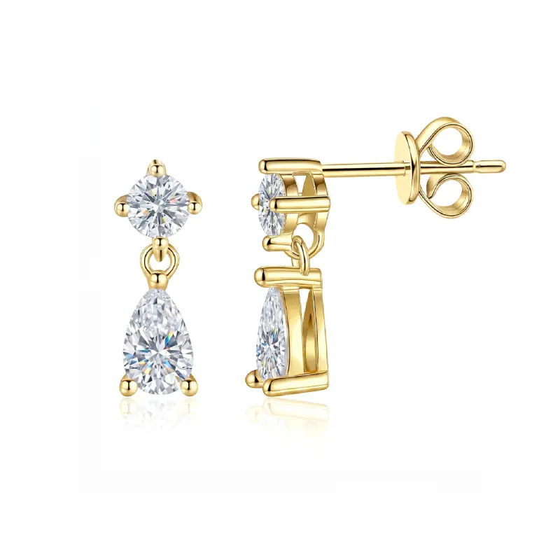 Duo Pear Moissanite Drop Earring