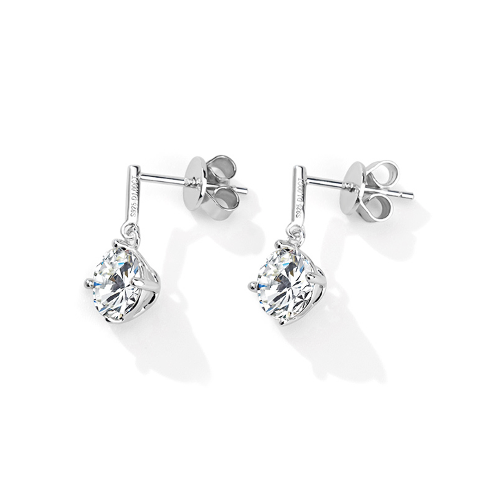 Moissanite Drop Earrings without Little Stones(2.0 ct.tw.)-VOOGME