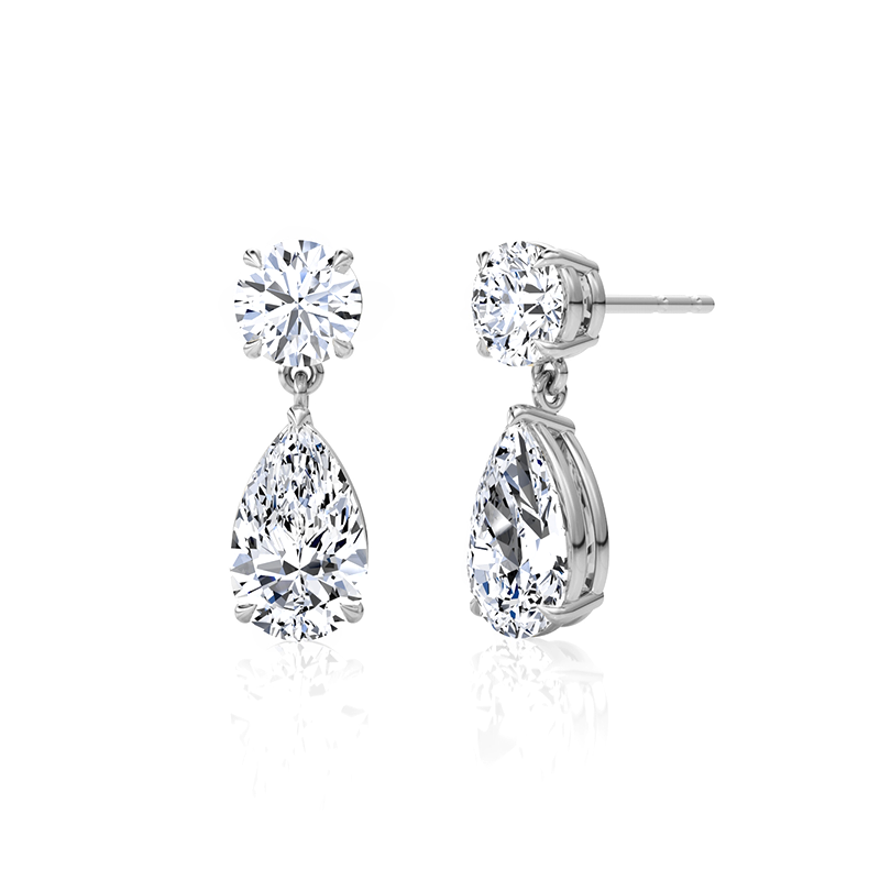 Duo Pear Moissanite Drop Earring-VOOGME