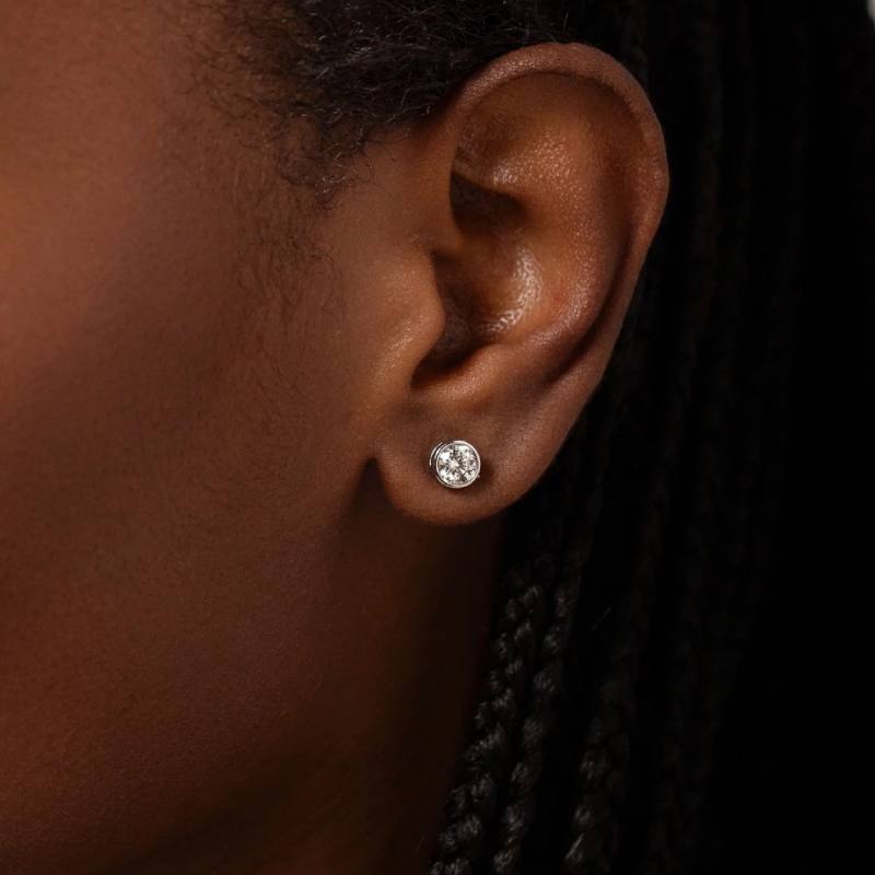 Bezel Setting Screw Back Moissanite Earrings