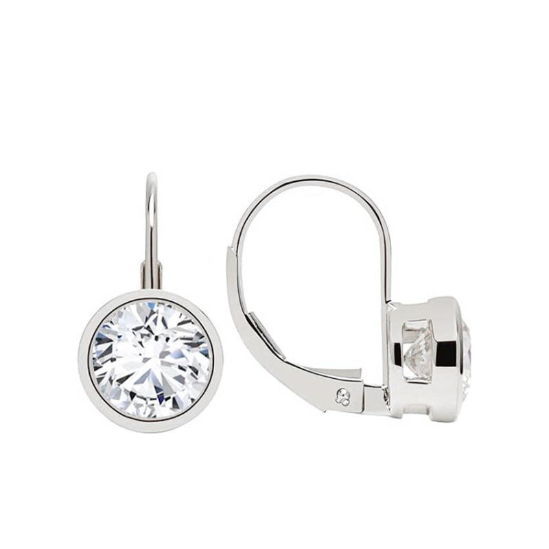 Bezel Leverback Moissanite Earrings
