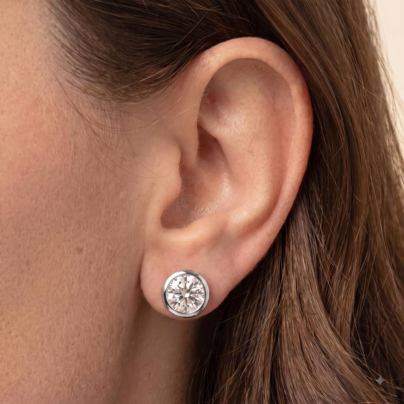 Bezel Setting Screw Back Moissanite Earrings