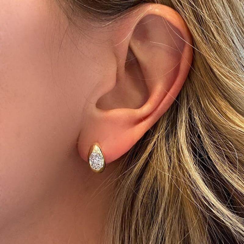 Bezel Oval Moissanite Hoop Earrings