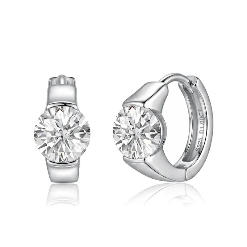 Elio Round Moissanite Hoop Earrings