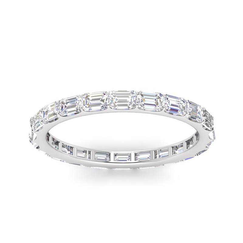 Horizontal Eternity Emerald Moissanite Wedding Band-VOOGME
