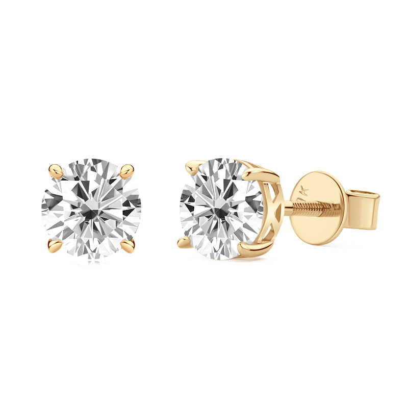 10K/14K Gold Four-Prong Screw Back Moissanite Earrings