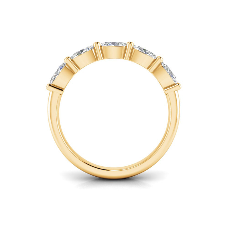 Five Stone Oval Moissanite Half Eternity Wedding Band-VOOGME