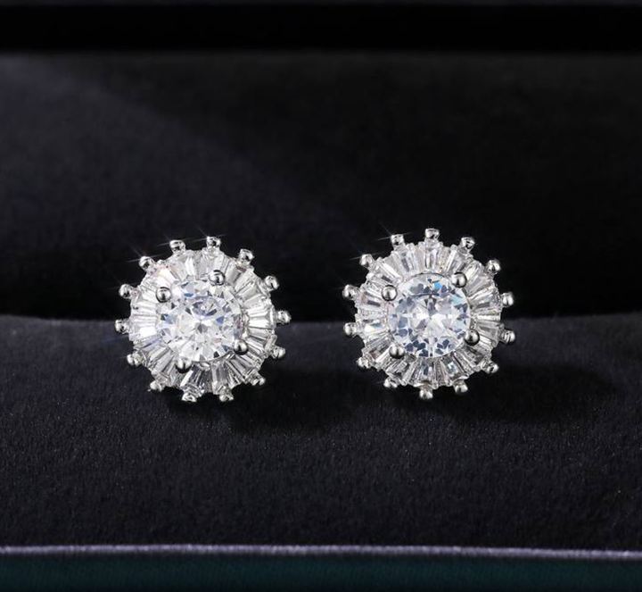 Baguette Halo Moissanite Earrings-VOOGME
