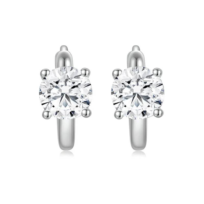 Tracy Four-Prong Moissanite Hoop Earrings